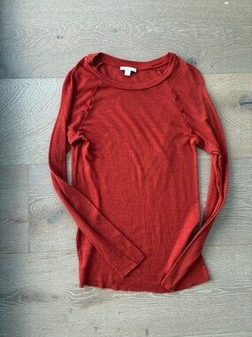 COS Slim Long-Sleeve Crewneck Top in Burnt Orange